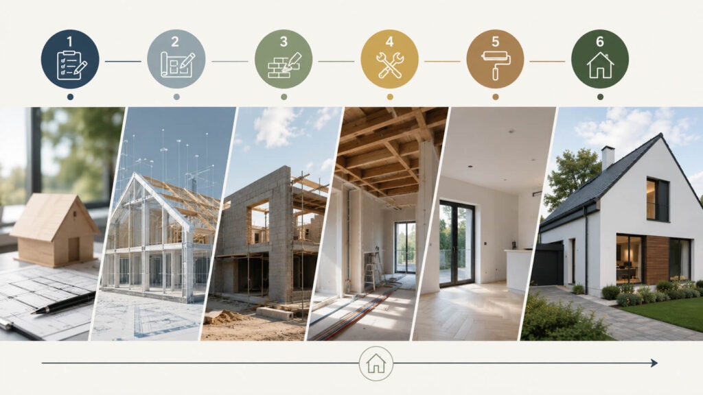 Overzicht van de bouwfasen van een vrijstaande woning van ontwerp tot oplevering