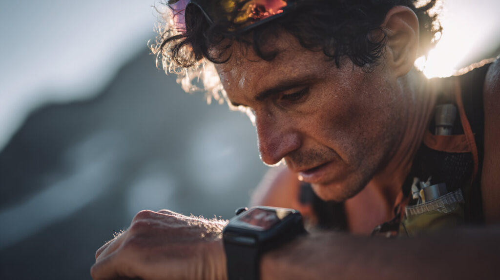 Topsporter controleert herstelwaarden tijdens acclimatisatie en mogelijke hypoxemie op hoogte.