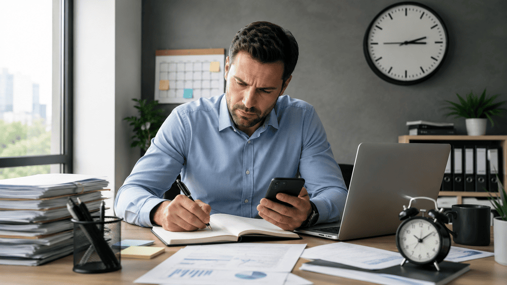 HR medewerker is bezig met handmatige urenregistratie