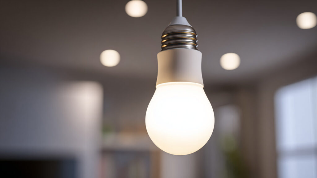 Energiezuinige ledlamp als voorbeeld van verlichting Limburg voor woningen en bedrijven.