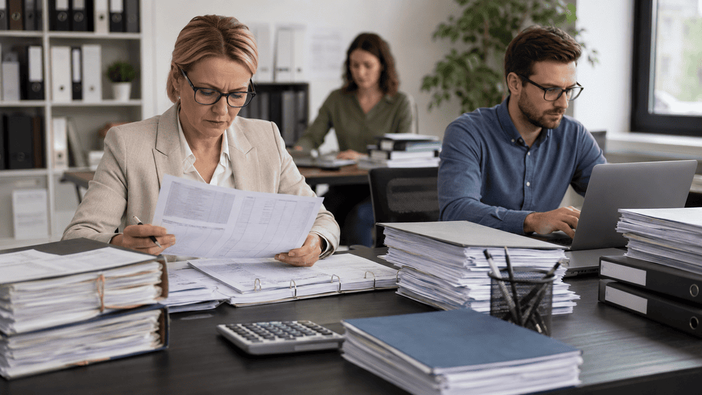 team is bezig met het controleren van de handmatige urenregistratie