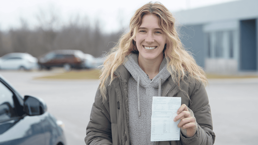 meisje heeft haar rijbewijs gehaald na een spoedcursus traject